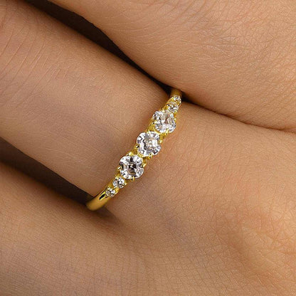 1.0Ct Asscher Cut Simulated Diamond Band - 18K Yellow Gold Plated