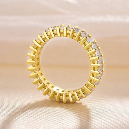 2.5Ct Emerald Cut Eternity Band 925 Silver White/Yellow Gold