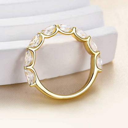 2.0Ct Oval Cut Simulated Diamond Wedding Band Yellow Gold Plated