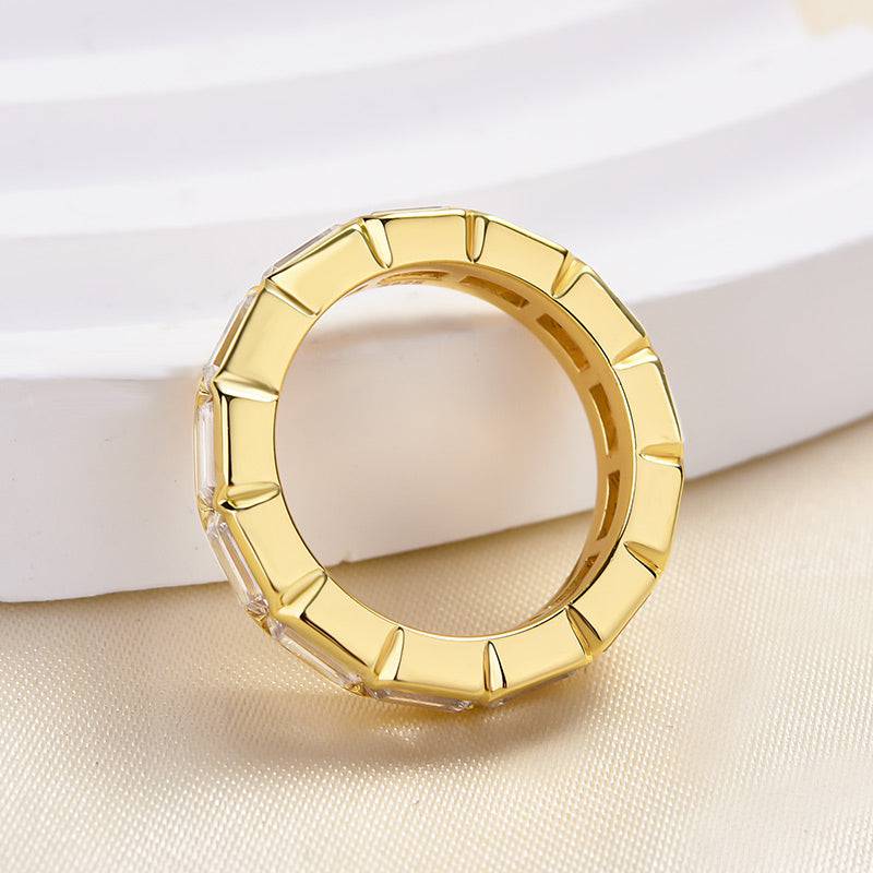 3.5Ct Emerald Cut Simulated Diamond Band - 18K Yellow Gold Plated