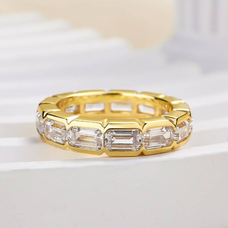 3.5Ct Emerald Cut Simulated Diamond Band - 18K Yellow Gold Plated