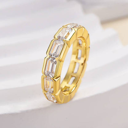 3.5Ct Emerald Cut Simulated Diamond Band - 18K Yellow Gold Plated