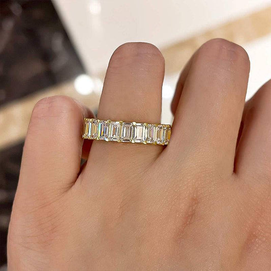 925 Silver Two-Tone 5ct Emerald Cut Anniversary Band
