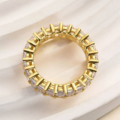 925 Silver Two-Tone 5ct Emerald Cut Anniversary Band