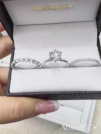 3pcs Wedding ring set with 2 Carat Center Stone  Item no.  TJ012A