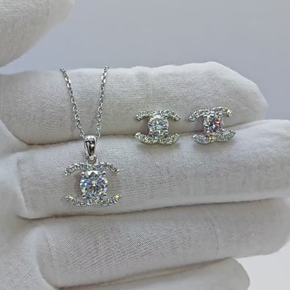 Classic Chanel-Style 1ct D Color Moissanite Sterling Silver Necklace Timeless Elegance
